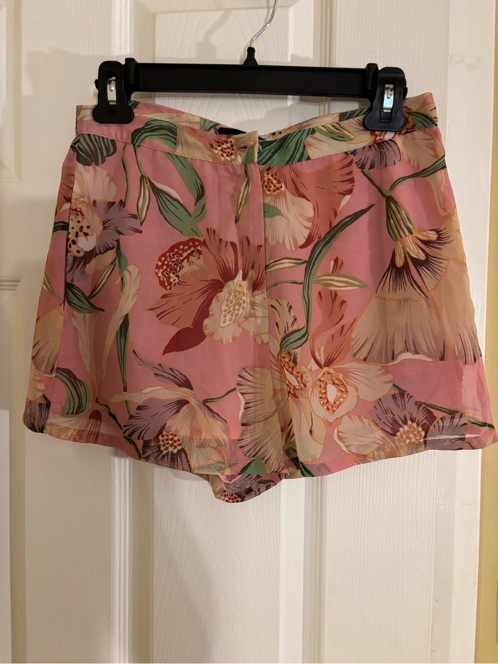 Topshop Pink Floral High-Waist Shorts